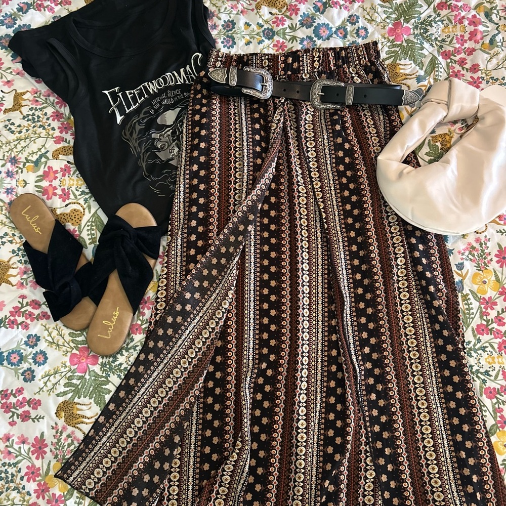 Bohemian Black and Brown Patterned Skirt